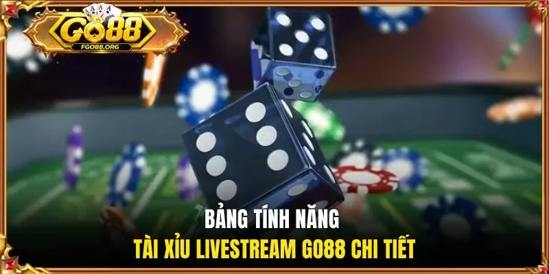 Bảng tính năng Tài Xỉu livestream GO88 chi tiết