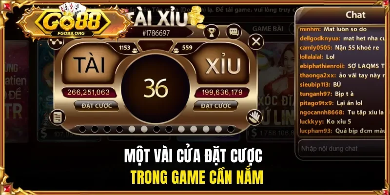 Một vài cửa đặt cược trong game cần nắm